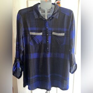 Avenue- Plus size Blouse with Front 2 front pockets